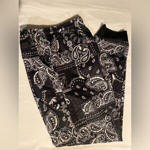 Black and White Paisley Wide Leg Pants